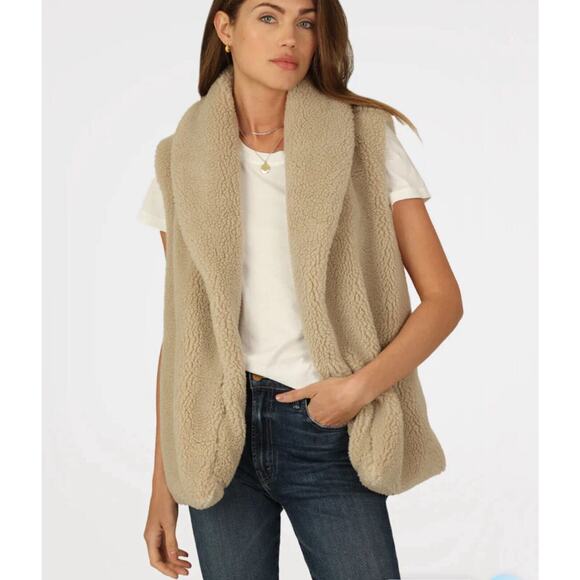 Dylan LA Sz S Faux Fur Asymmetrical Open Front Gray Boho Hippie Layering Vest - Picture 1 of 11